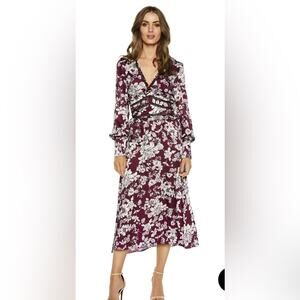 Bardot Midi Dress Jolie Floral‎ Maroon Burgundy Eyelet Lace- Size 6 NWT